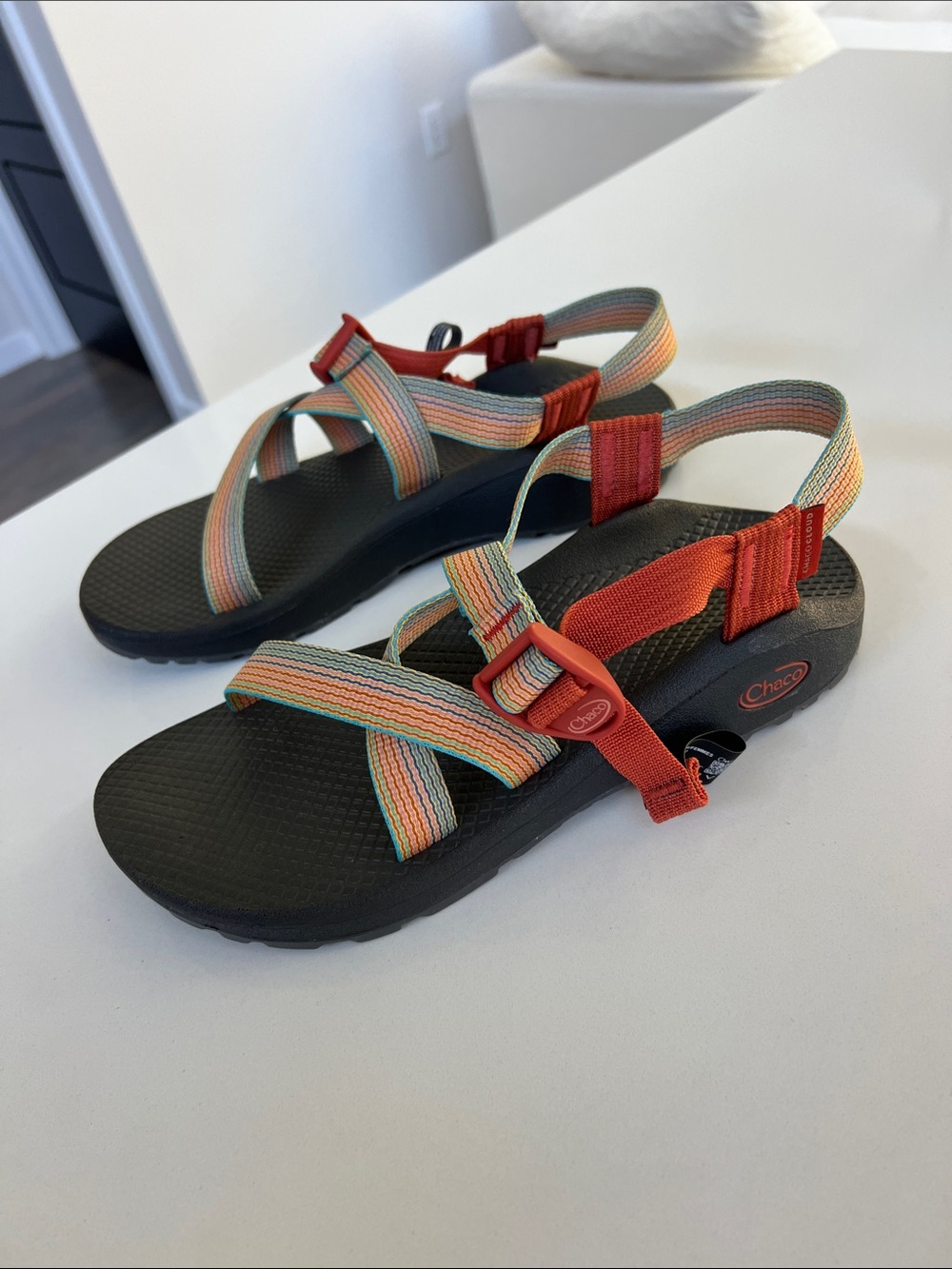 Chaco z/cloud open toe sandals rising burnt ochre colorful adjustable straps 8